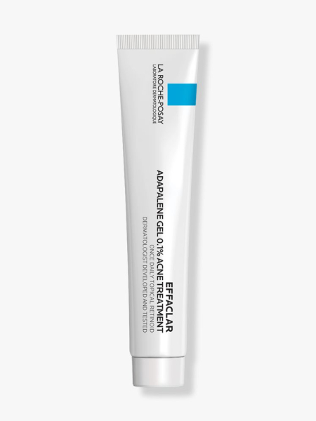 La Roche-Posay Effaclar Adapalene Gel 0.1% white tube on light gray background
